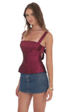 Peplum Back Bow Top in Magenta