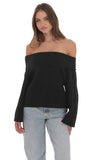 Oversized Knit Off Shoulder Jumper in Black