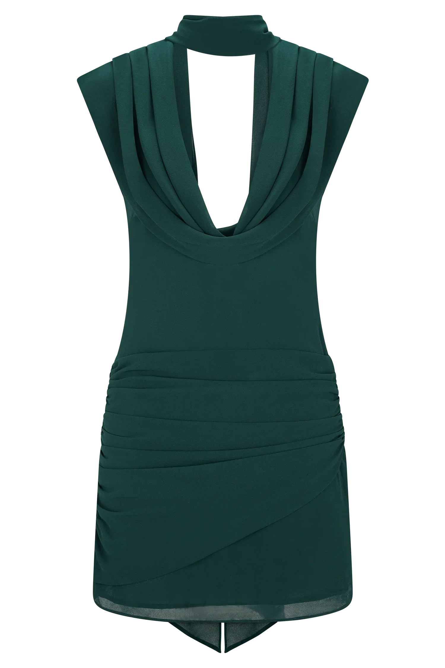 Giulia Chiffon Draped Mini Dress Dark Emerald