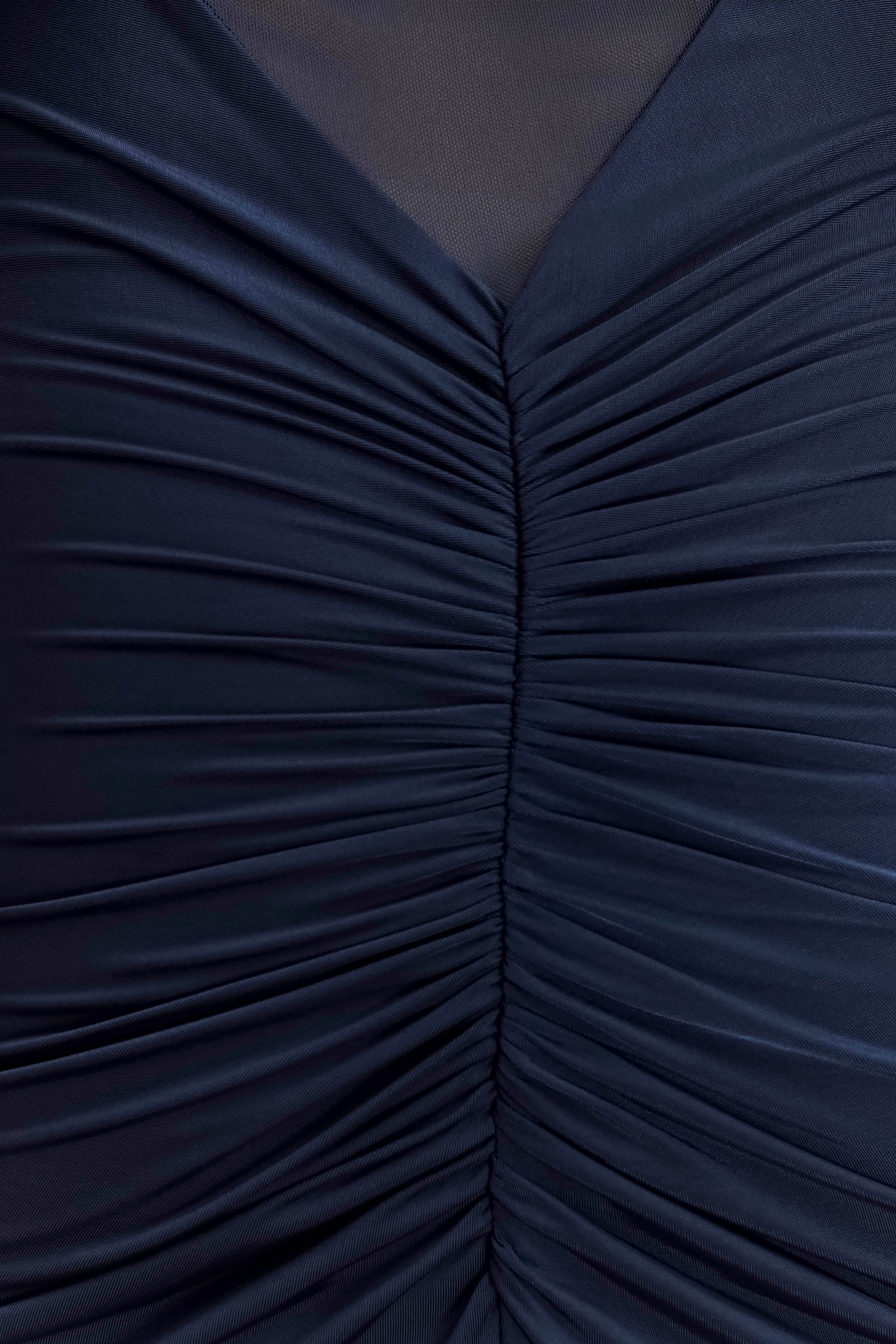 Kaitlin One Shoulder Slinky And Mesh Maxi Dress Midnight Blue