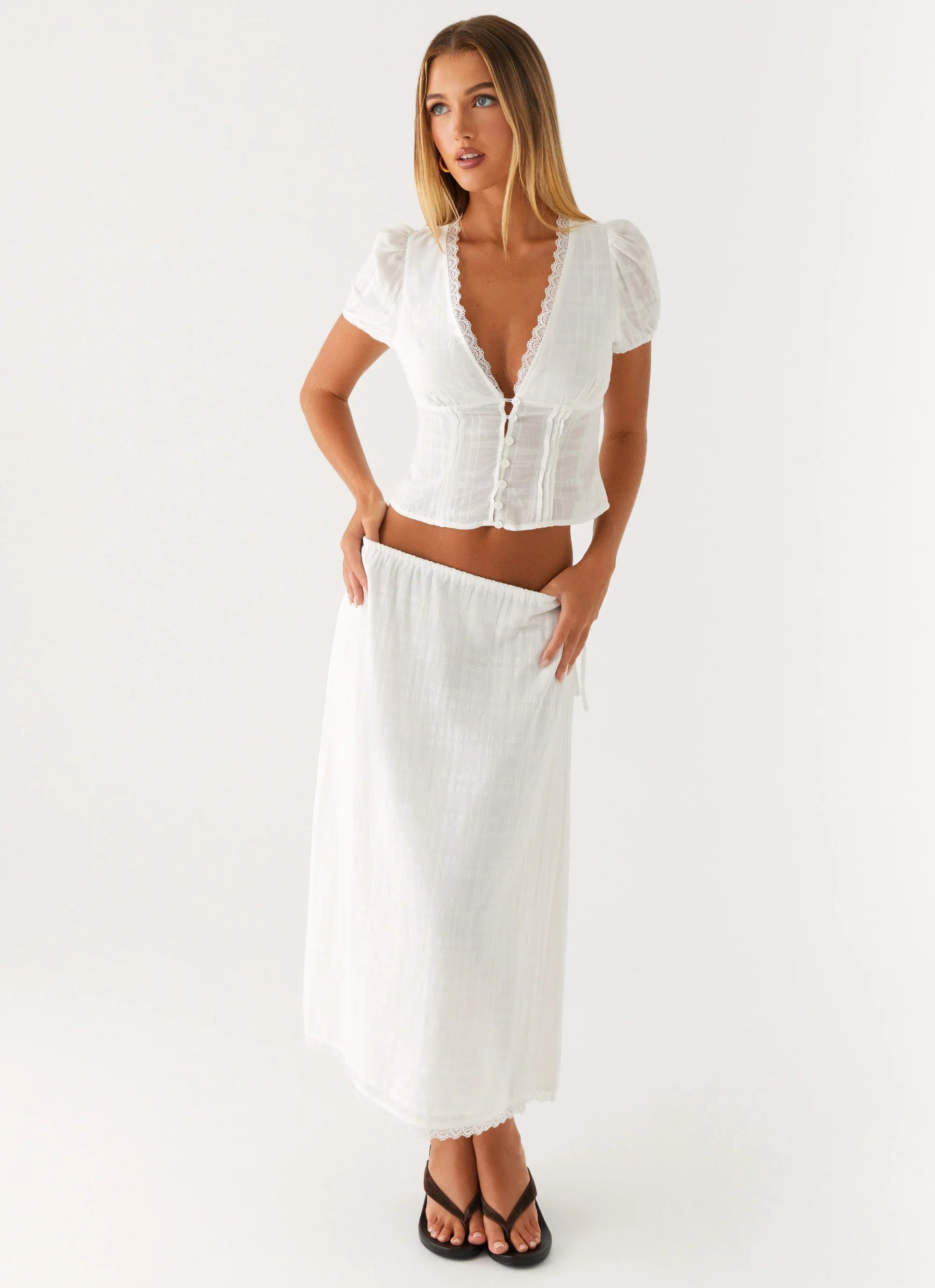 Sweet Lullaby Midi Skirt White