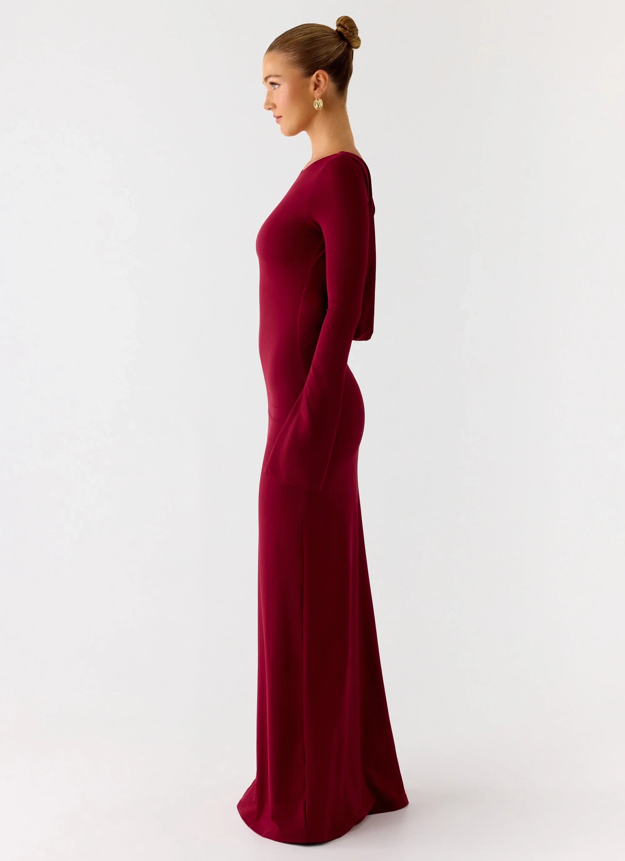 Elmont Long Sleeve Maxi Dress Dark Cherry