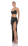 Rhinestone Cutout Maxi Dress in Black
