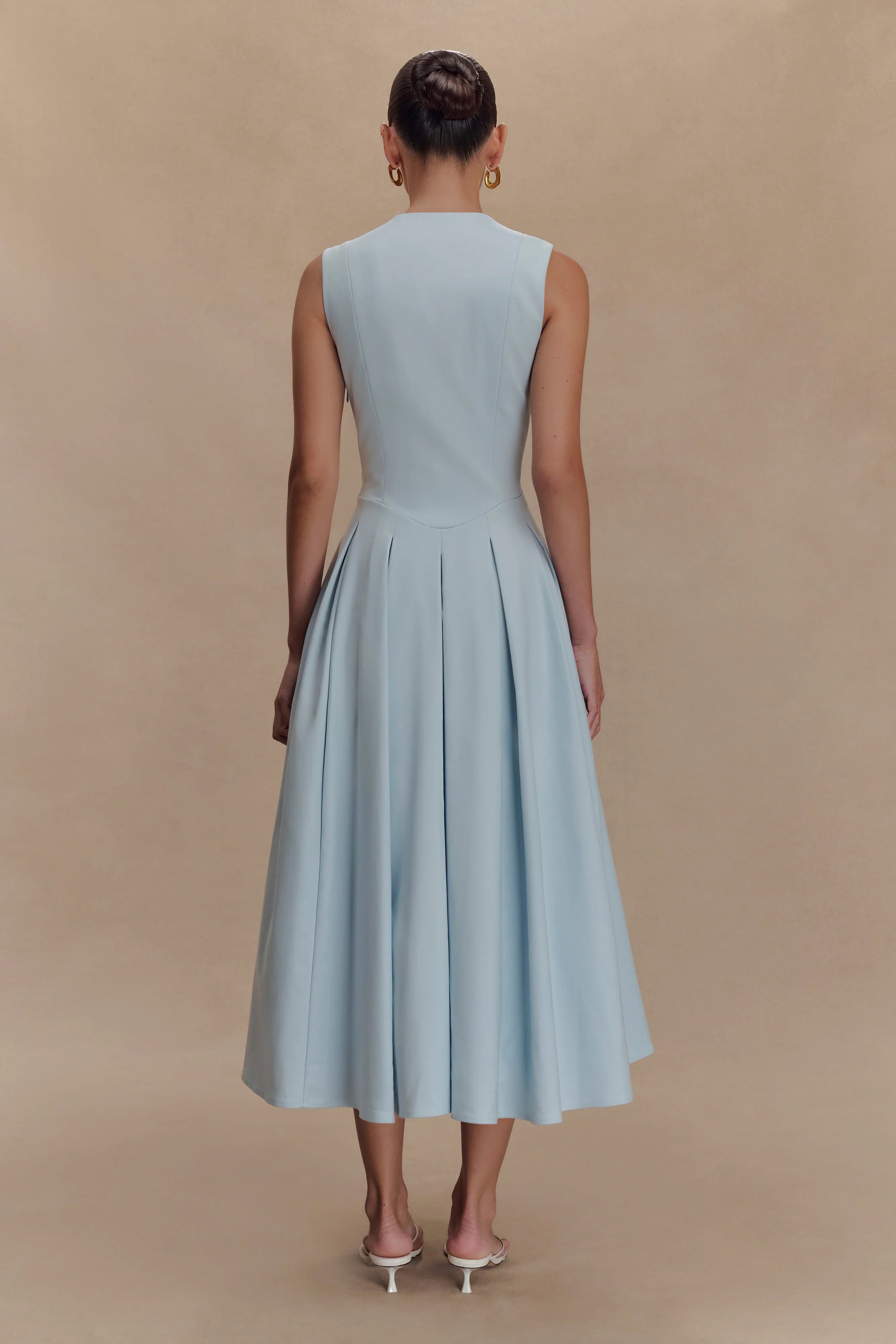 Keely Cotton Sleeveless Midi Dress Sky Blue