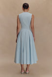 Keely Cotton Sleeveless Midi Dress Sky Blue