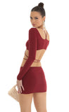 Cutout Two Piece Skirt Set in Red