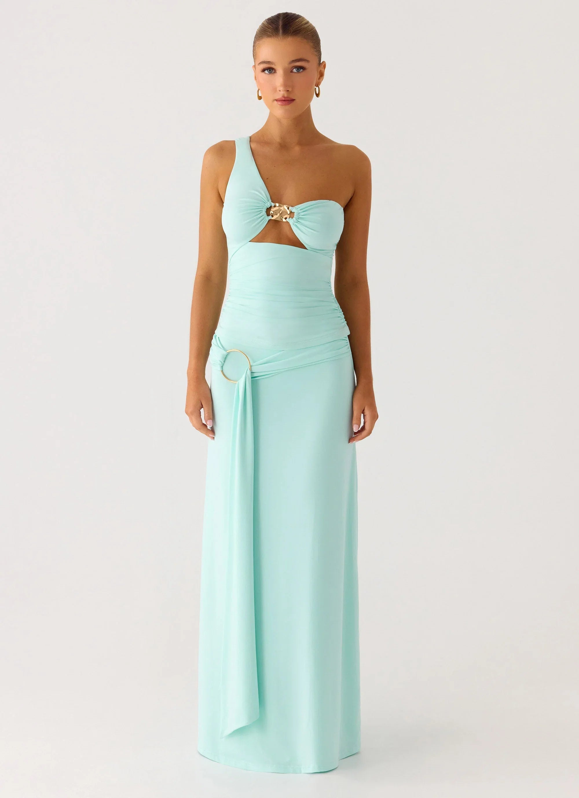 Ravi One Shoulder Top Aqua