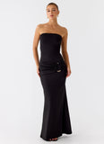 Metal Heart Strapless Maxi Dress Black