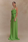 Elaine Chiffon Beaded Maxi Dress Green