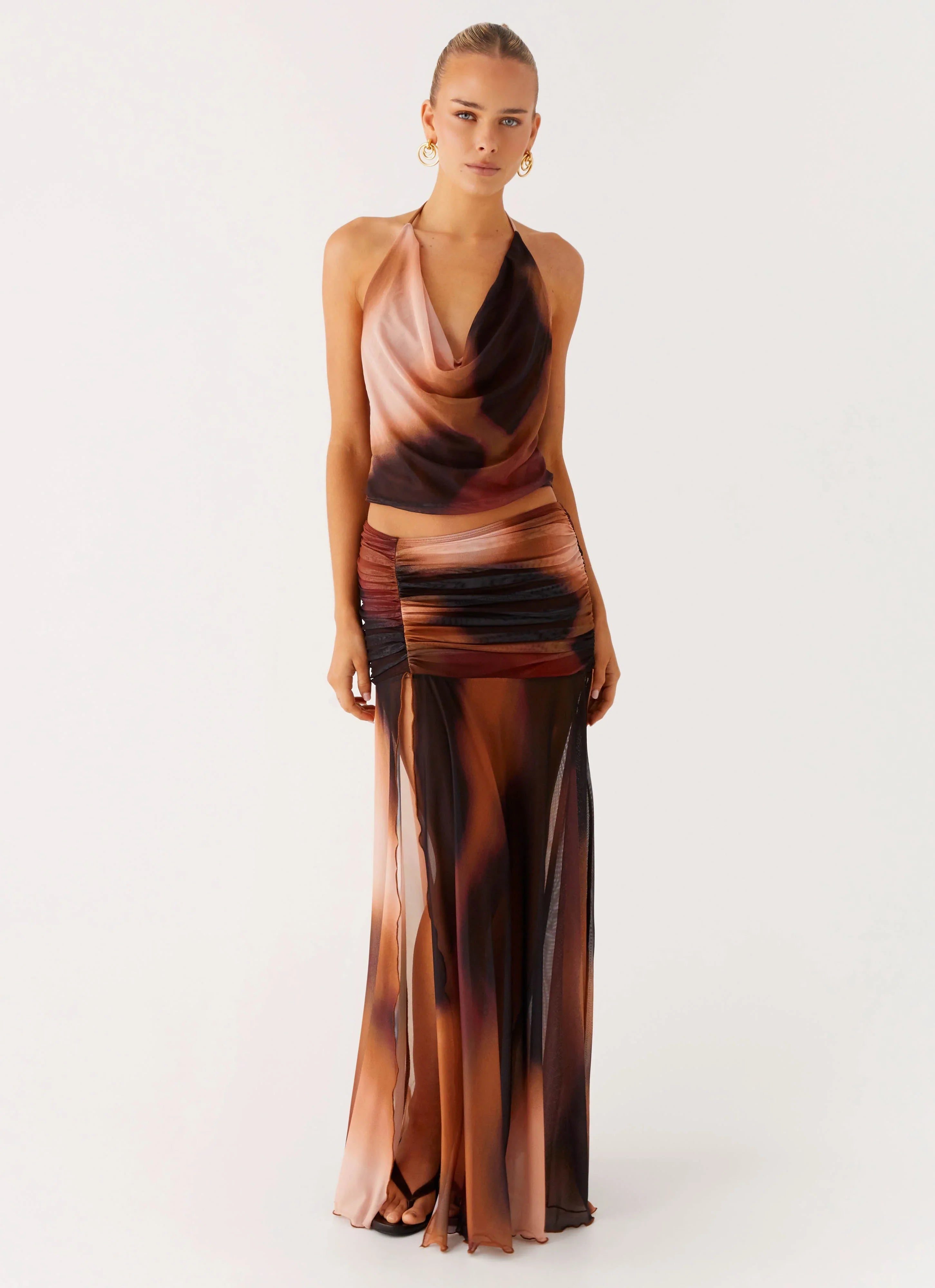 Stargazer Mesh Maxi Skirt Black Gradient