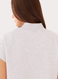 Light Grey Quarter Zip Cotton Short Sleeve Sweat Top