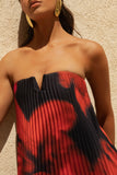 Bergamot Black And Red Floral Print Satin Sweetheart Maxi Dress
