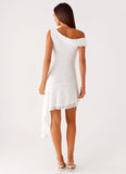 Rylee One Shoulder Midi Dress White