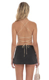 Open Back Sequin Floral Top in Champagne