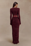 Louanne Slinky Long Sleeve Maxi Dress Burgundy