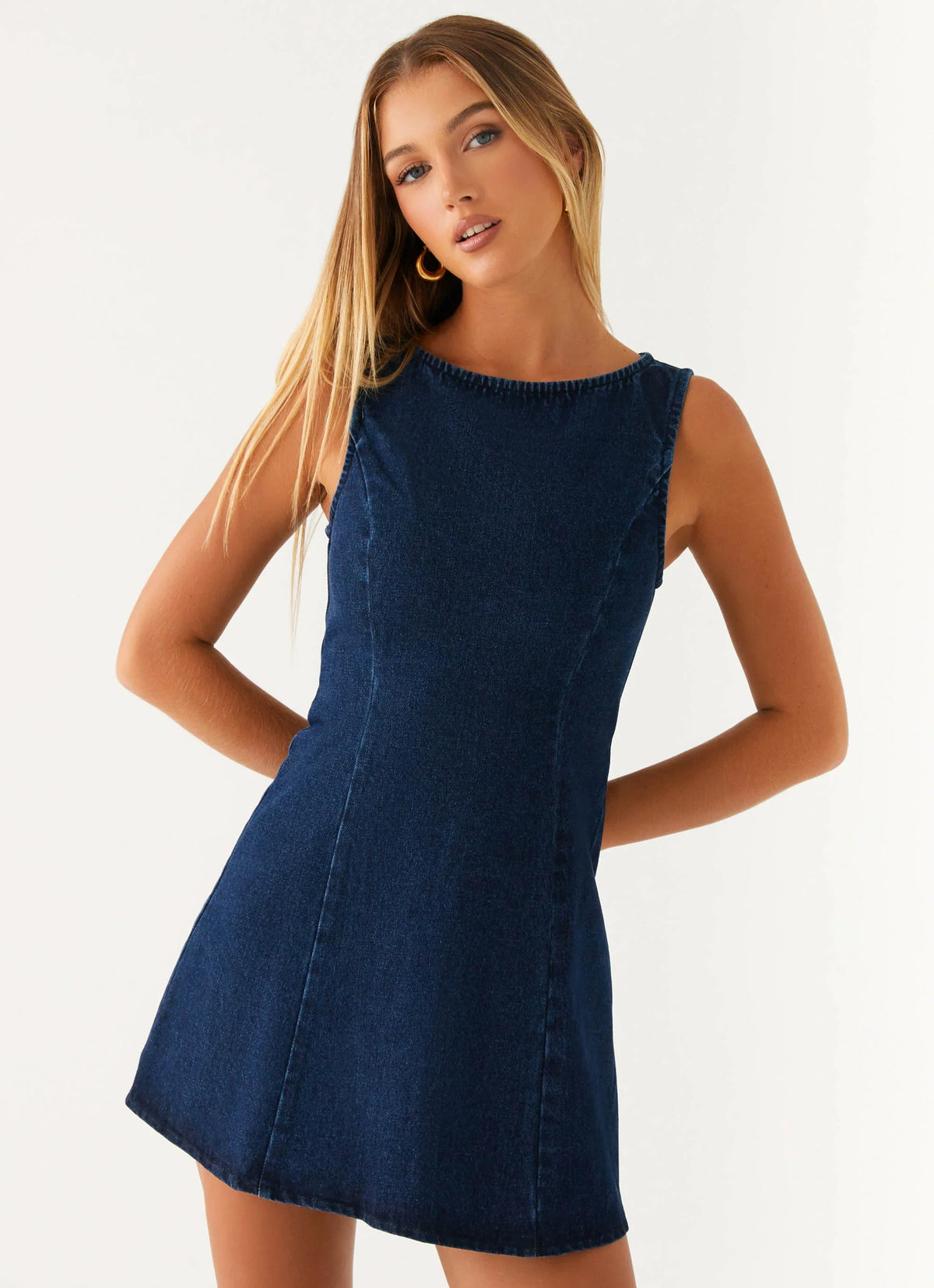 Rochelle Denim Mini Dress Blue
