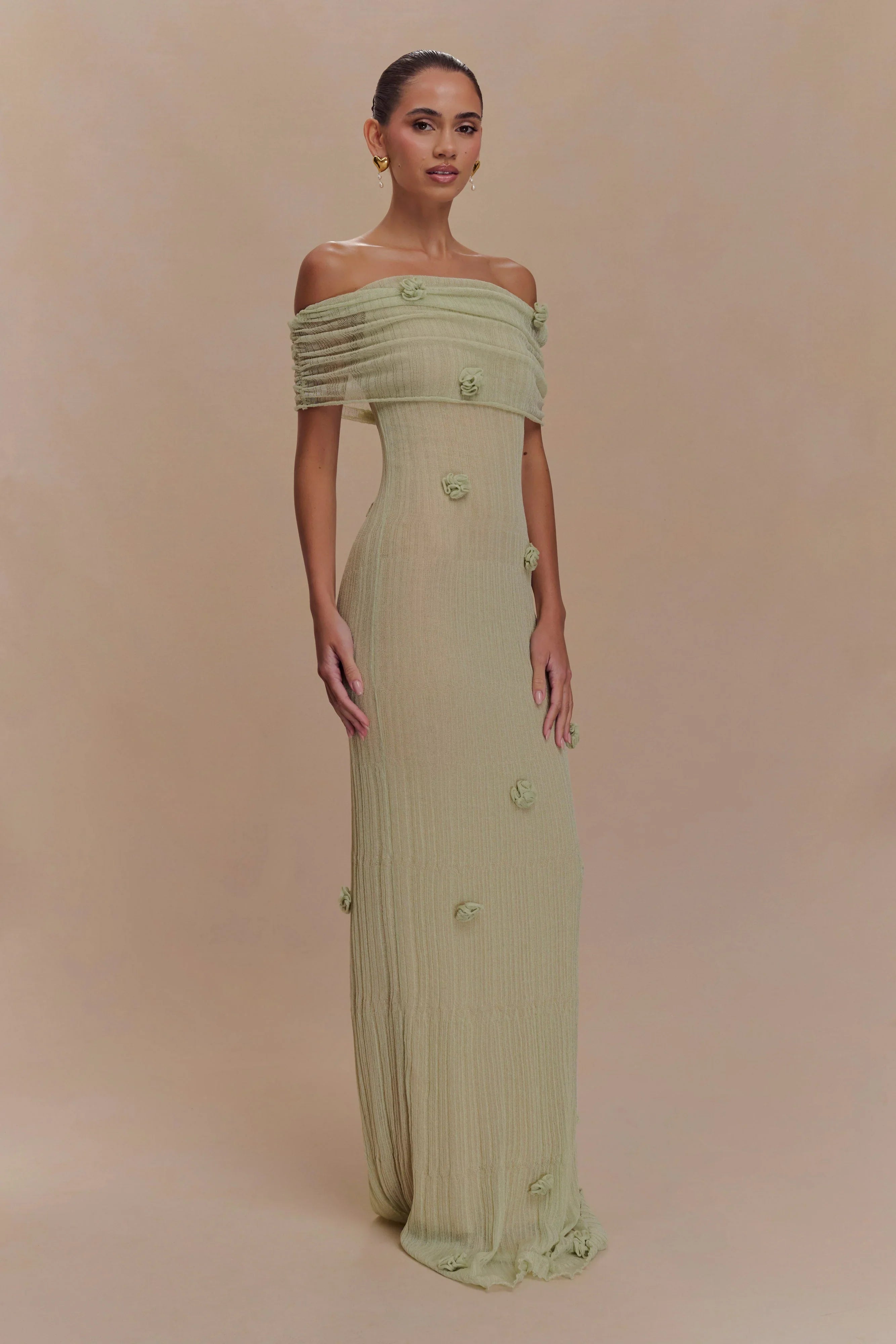 Brynn Orchid Knit Maxi Dress Pastel Green