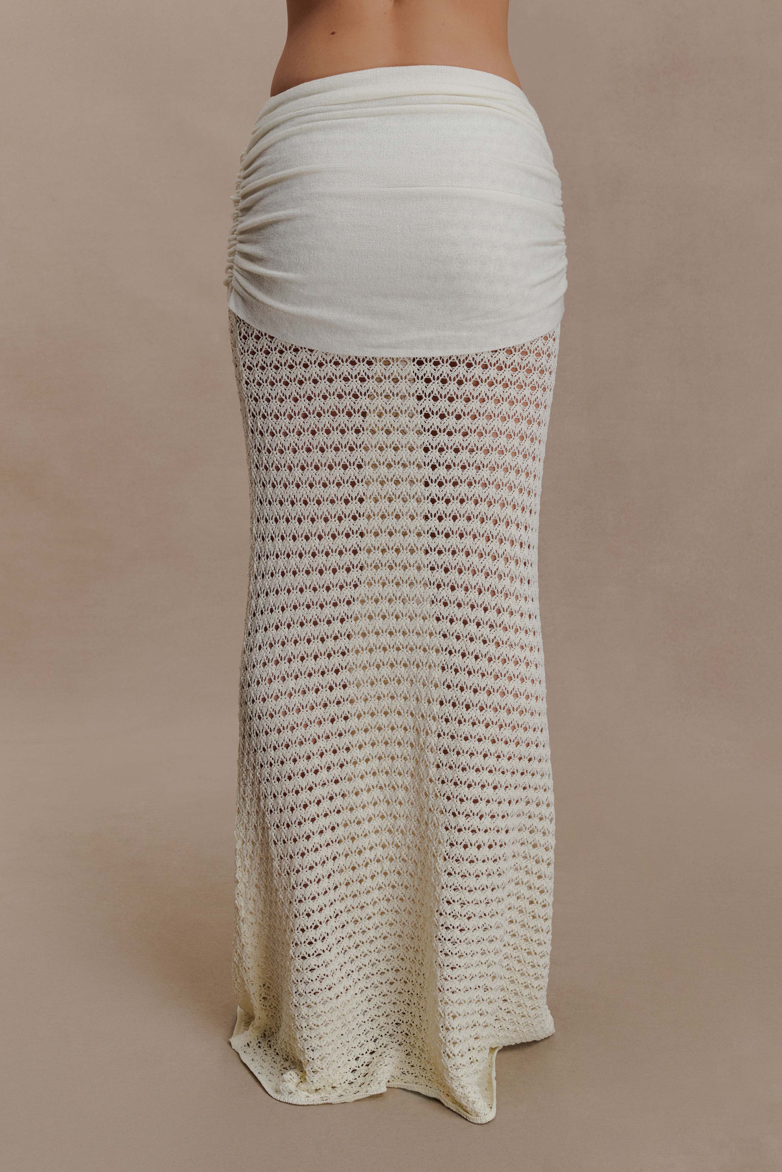 Mania Crochet Maxi Skirt With Hardware Ivory