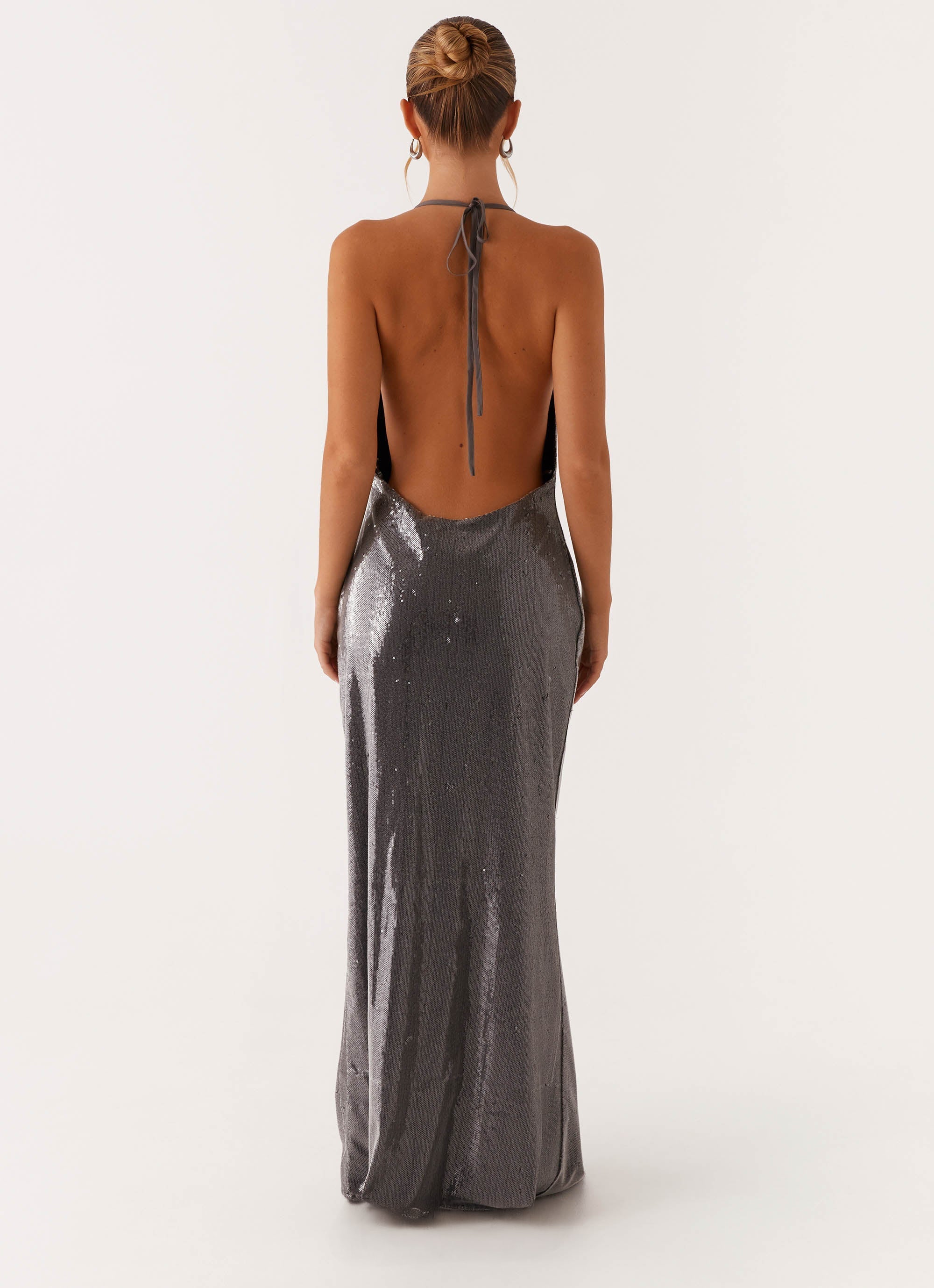Sleek Love Sequin Maxi Dress Silver Sequin