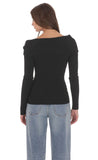 Twist Off Shoulder Jumper in Black