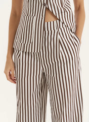 Brown Stripe Straight Leg Trouser