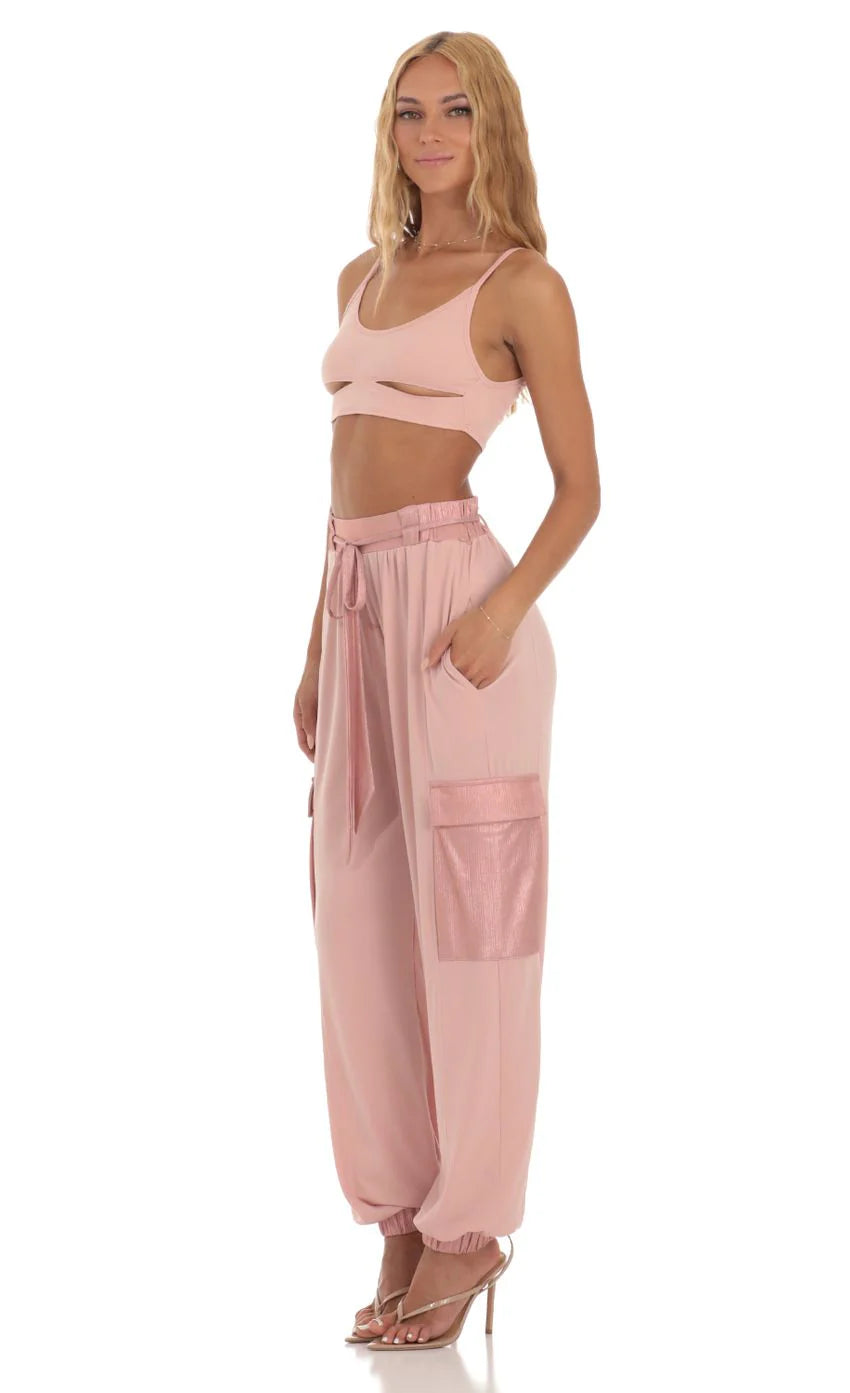 Shimmer Two Piece Set in Pink