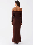 Rudy Long Sleeve Maxi Dress Chocolate
