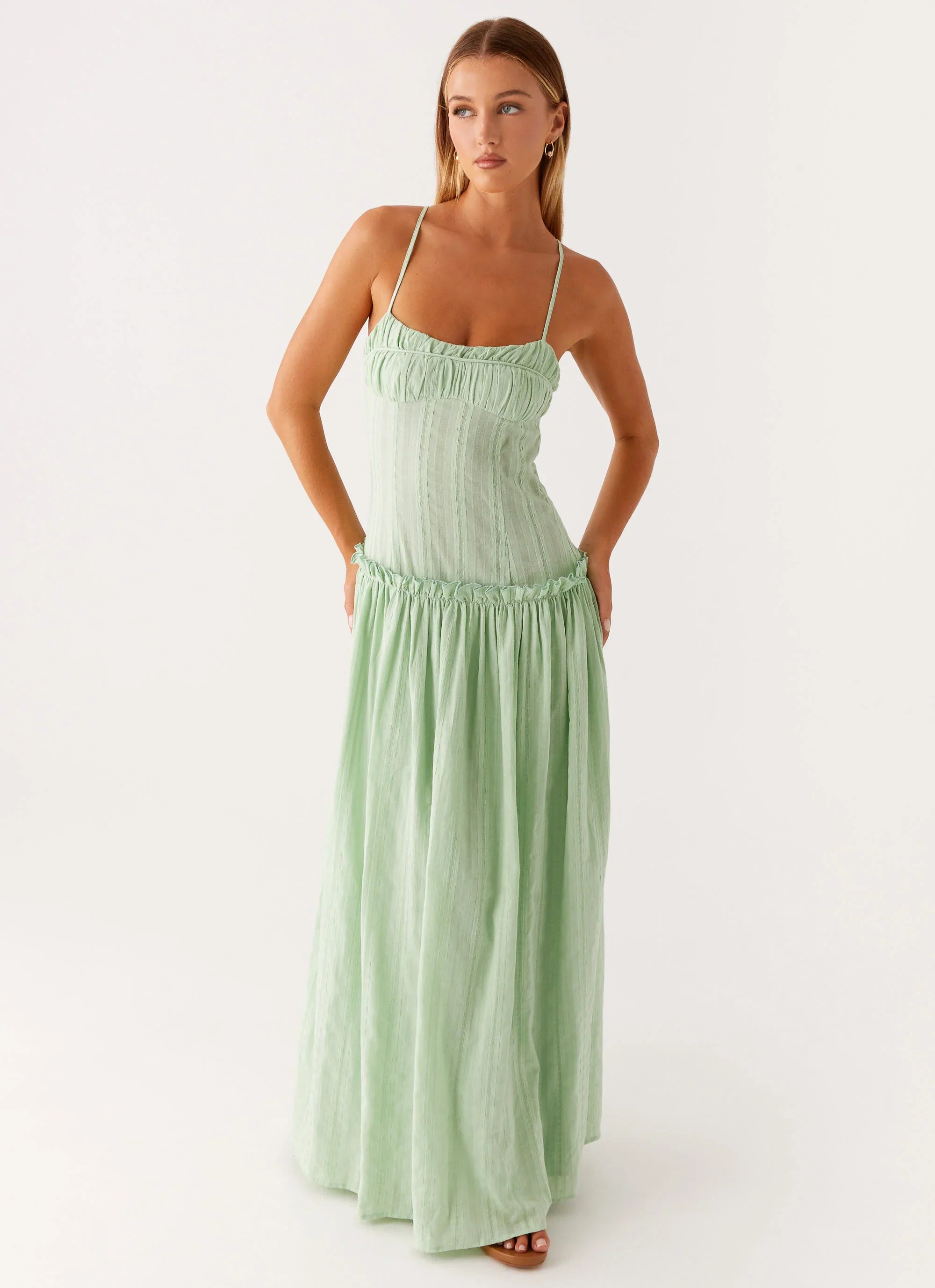 Jacinda Drop Waist Maxi Dress Sage