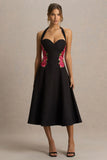 Tillie Black Halter Neck Midi Dress