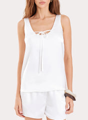 Cream Satin Tie Front Vest Top