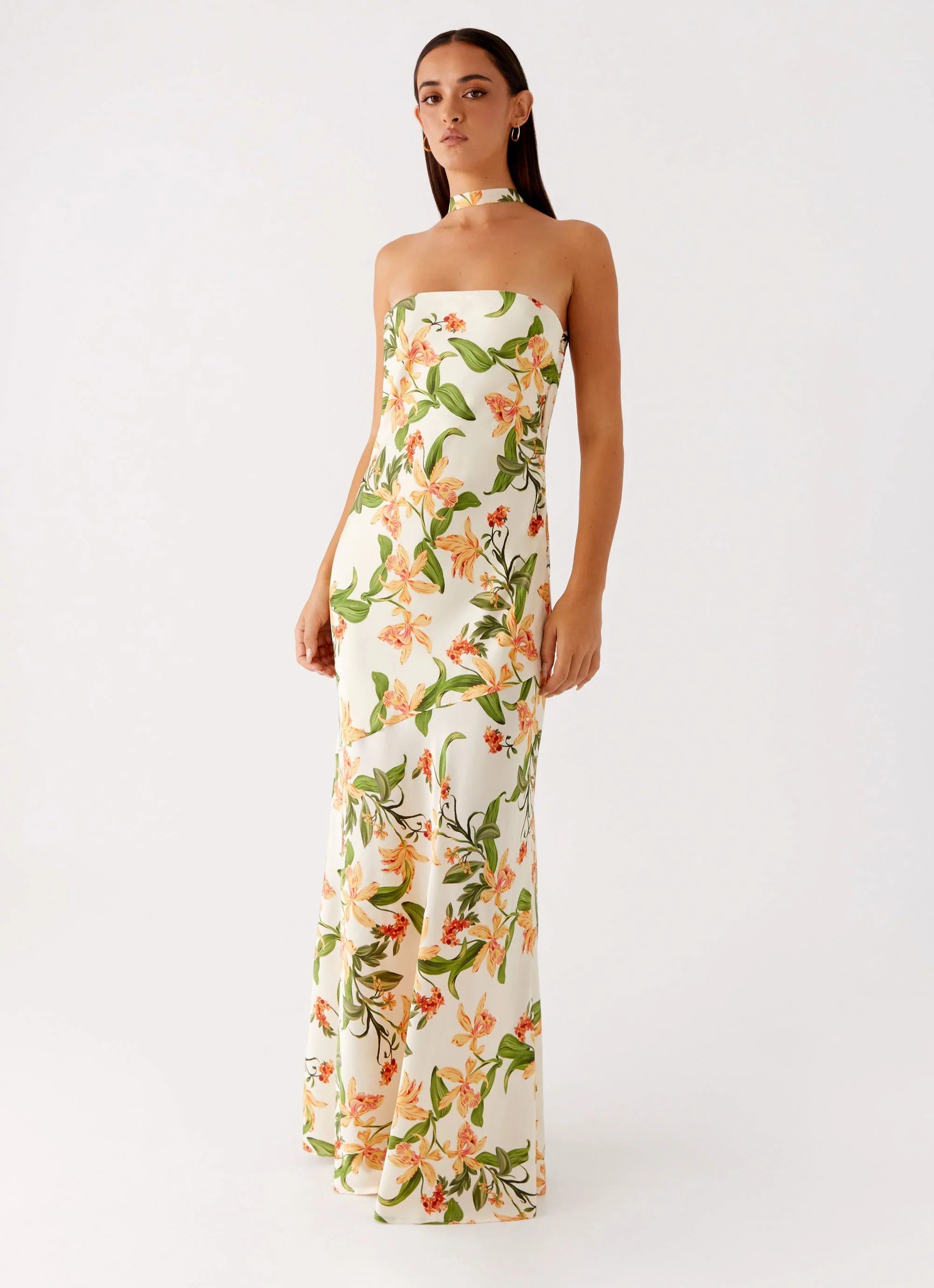 Damali Satin Maxi Dress Floral Print