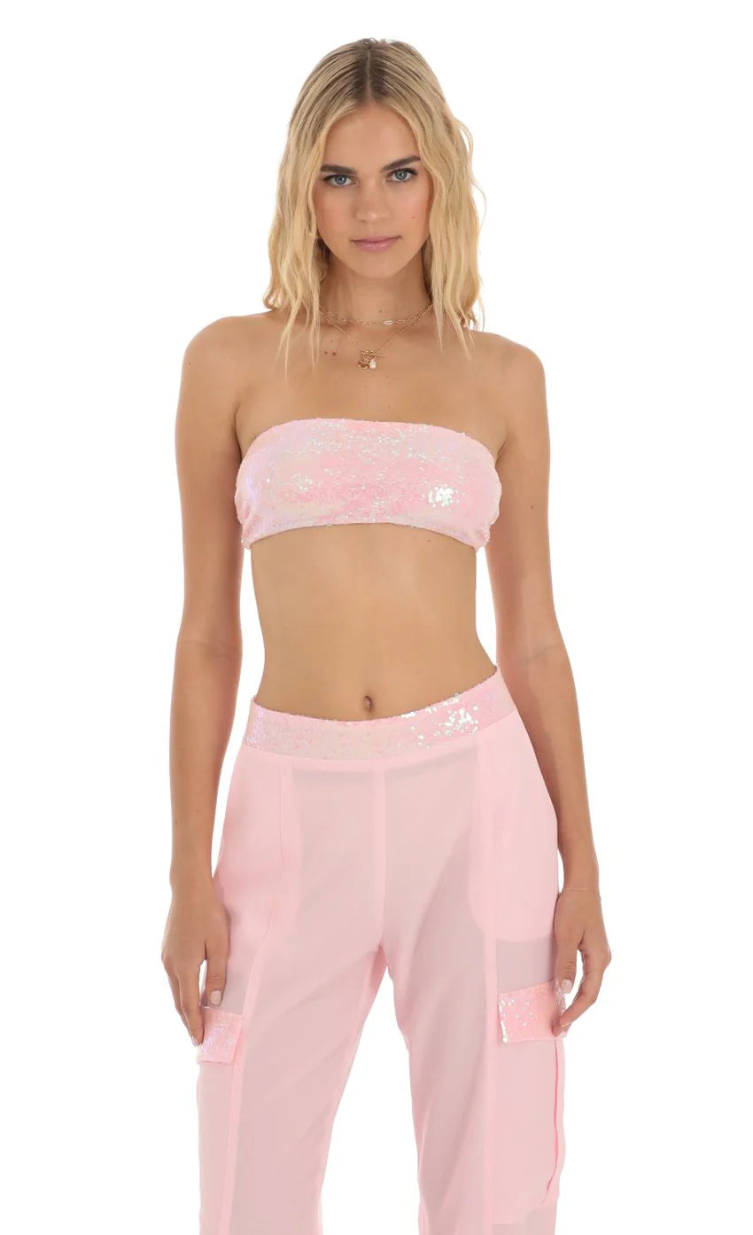 Sequin Two Piece Set in Pink