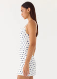 Last Light Mini Dress Porcelain Blue Polka Dot