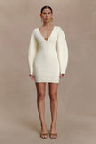 Billy Balloon Sleeve Knit Mini Dress Ivory