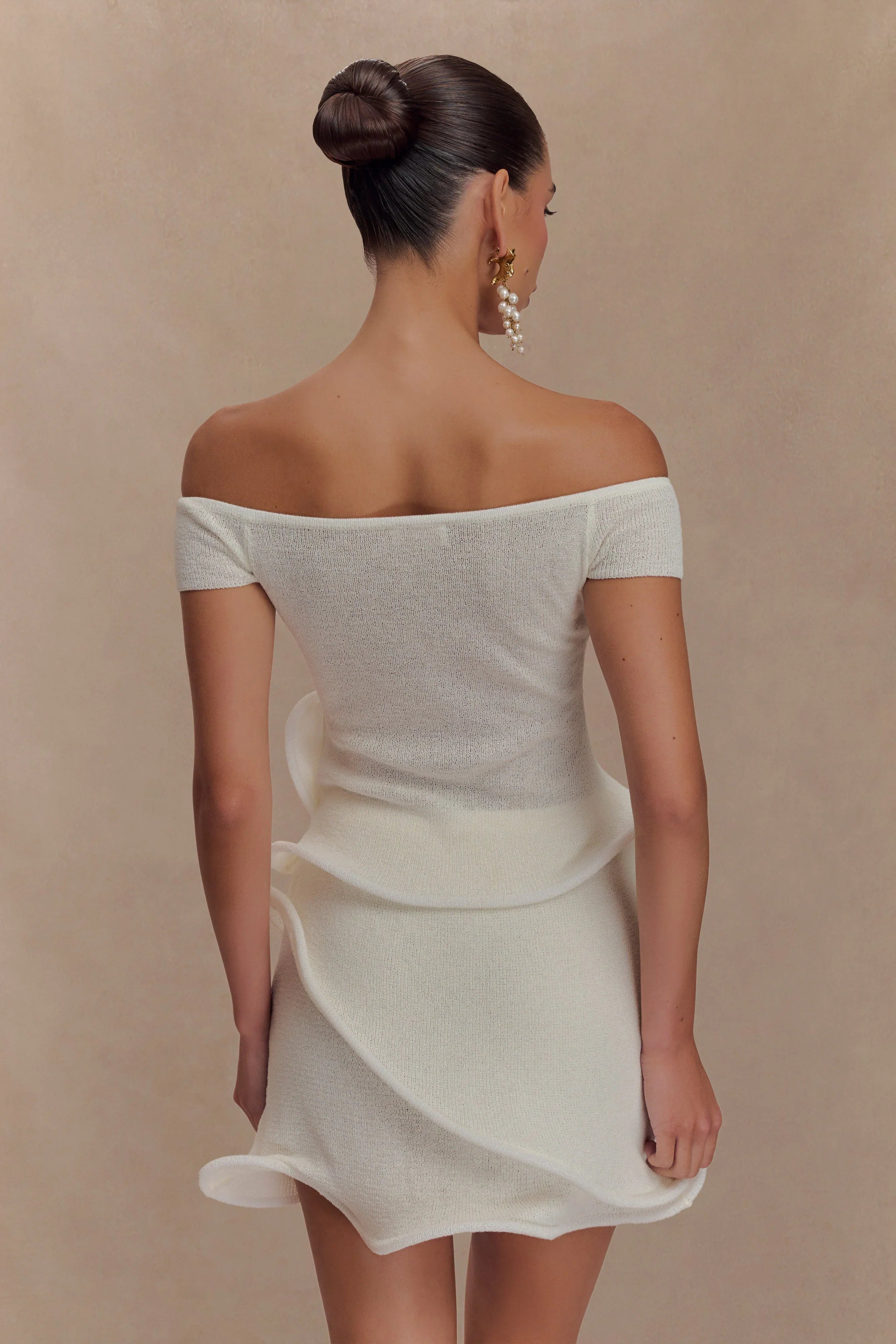 Haisley Off Shoulder Knit Top Ivory