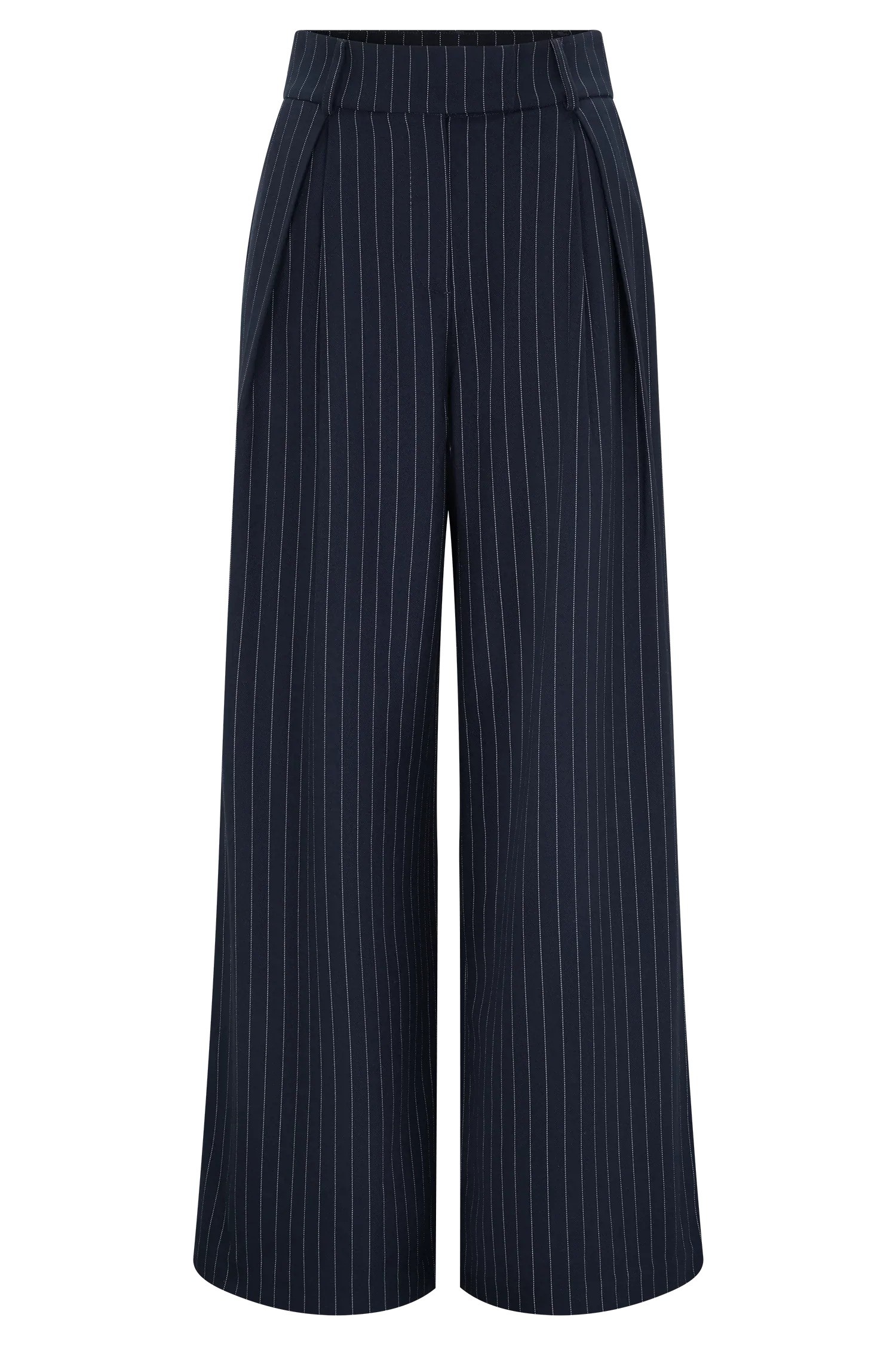 Jacqueline Pleated Wide Leg Pants Navy Pinstripe