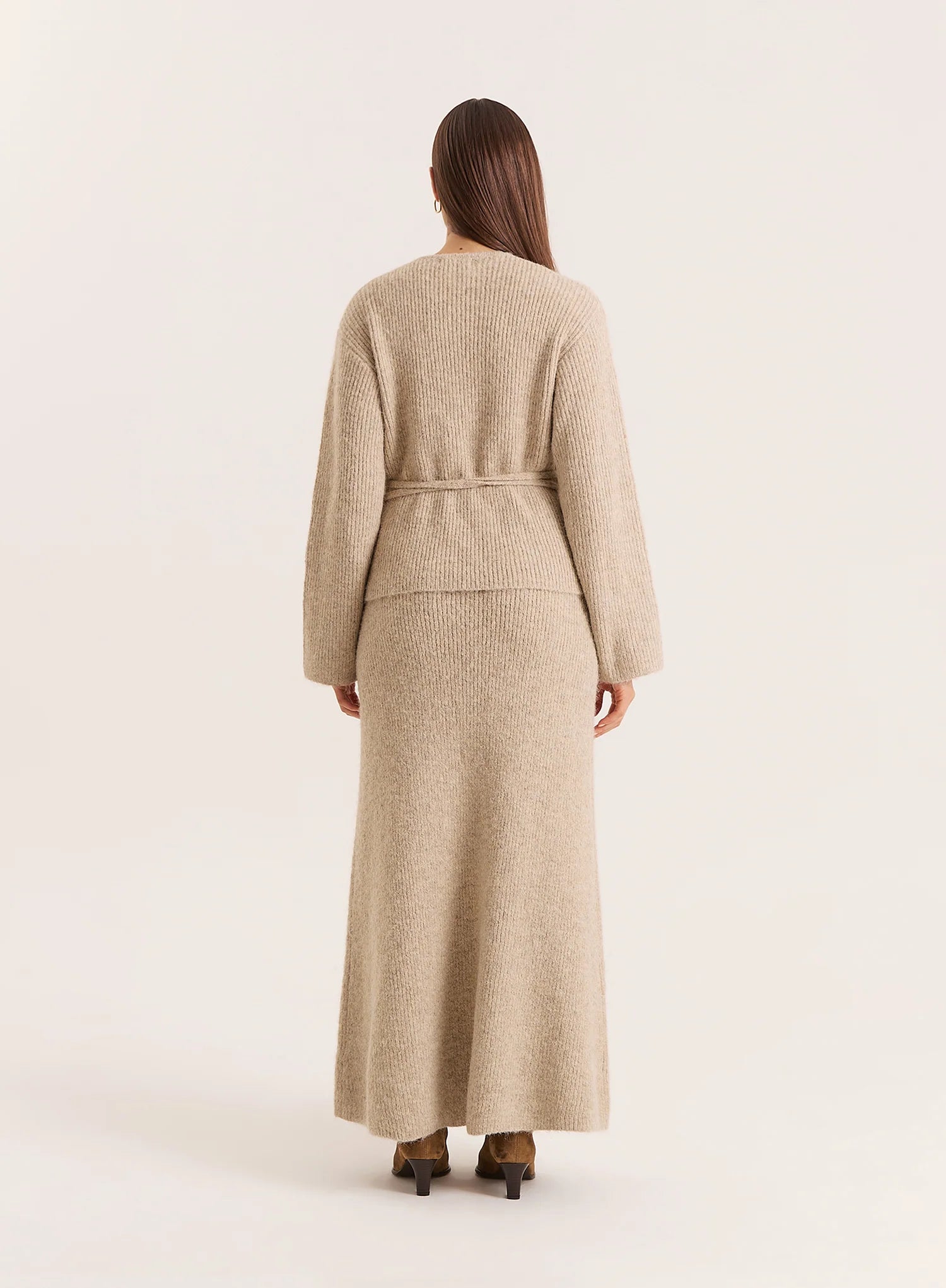 Oatmeal Knitted Maxi Skirt