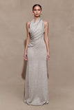 Elma Lurex Knit Halter Maxi Dress Silver