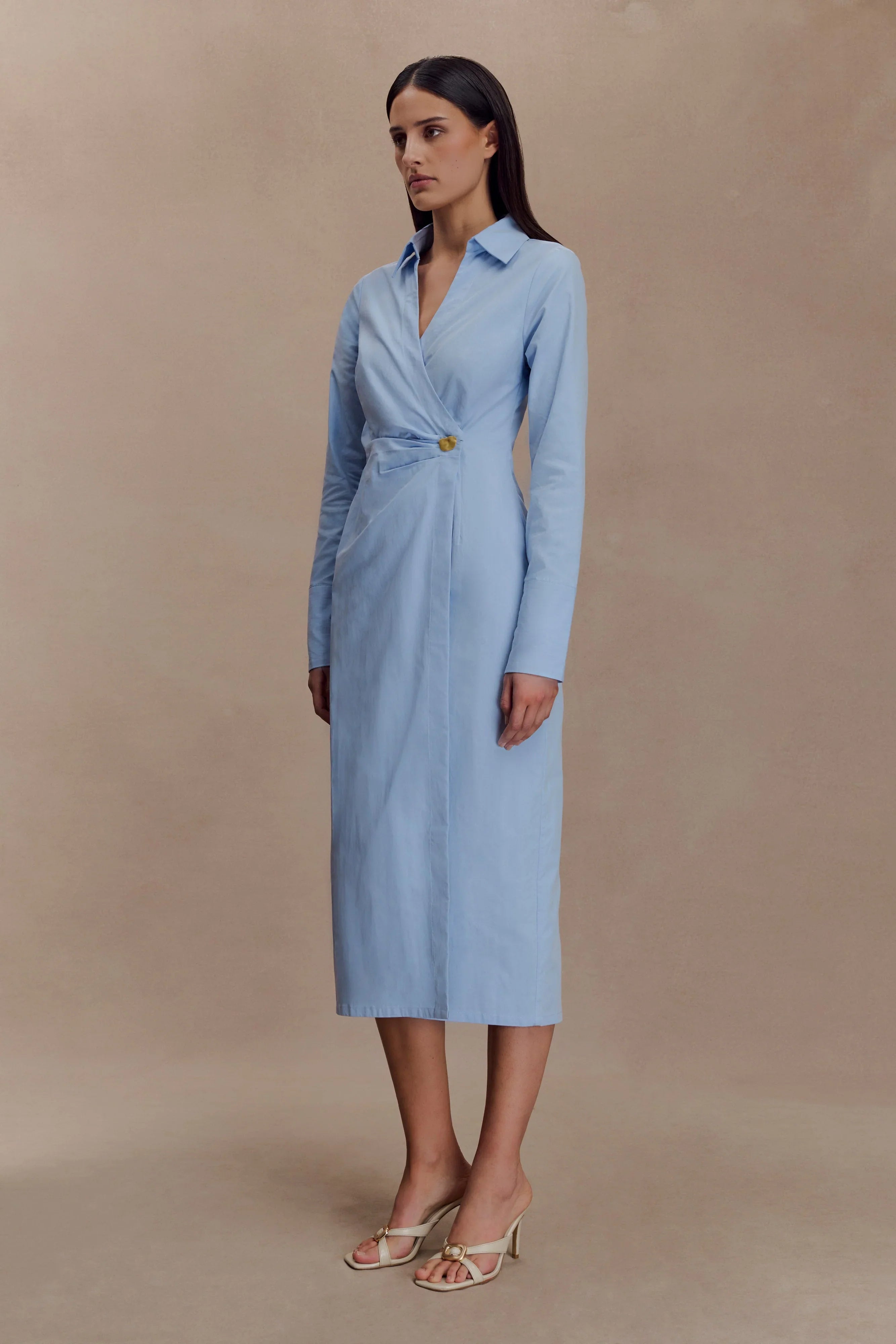 Mikaila Asymmetric Shirt Dress Blue