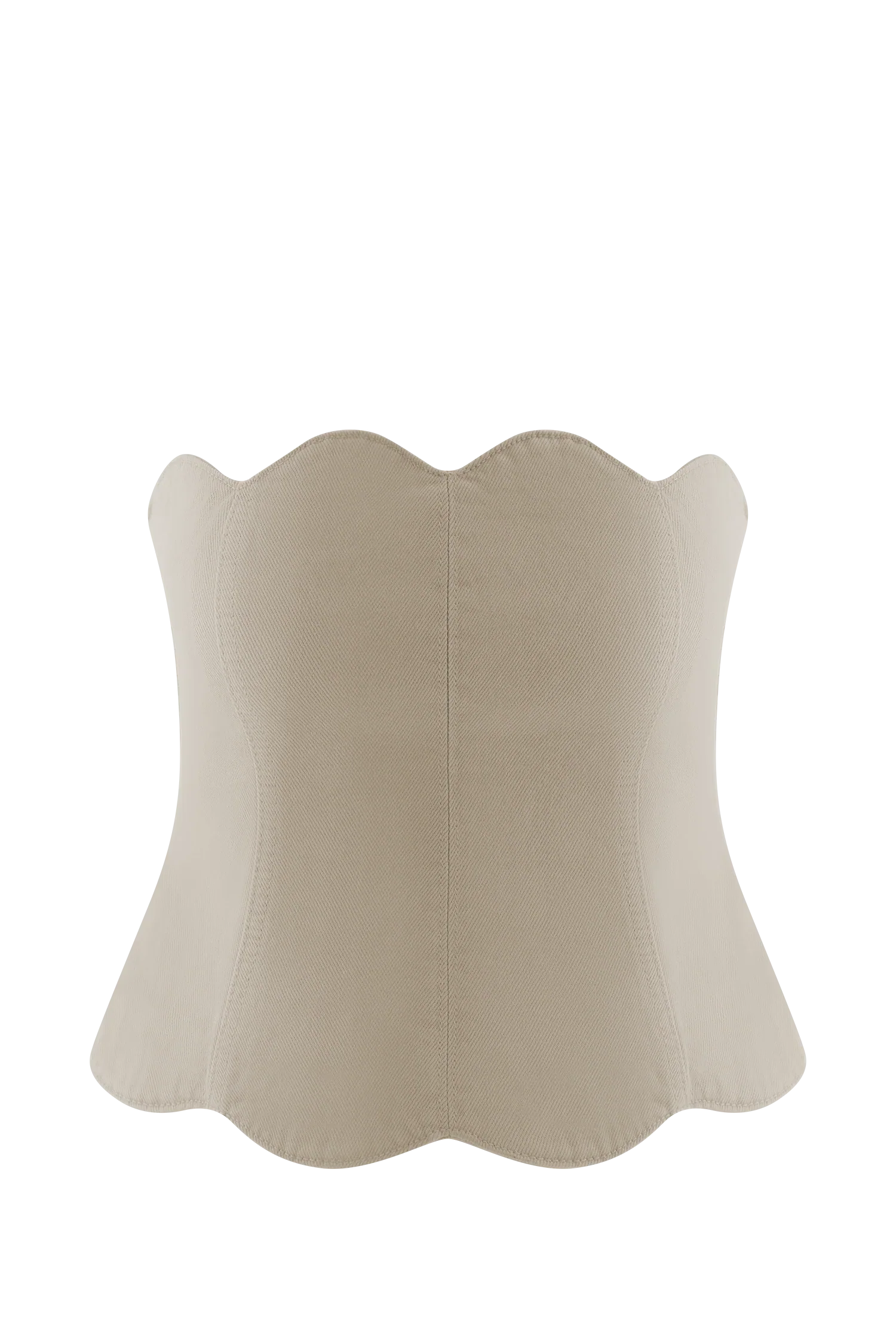 Oakley Strapless Scallop Denim Top Stone Wash