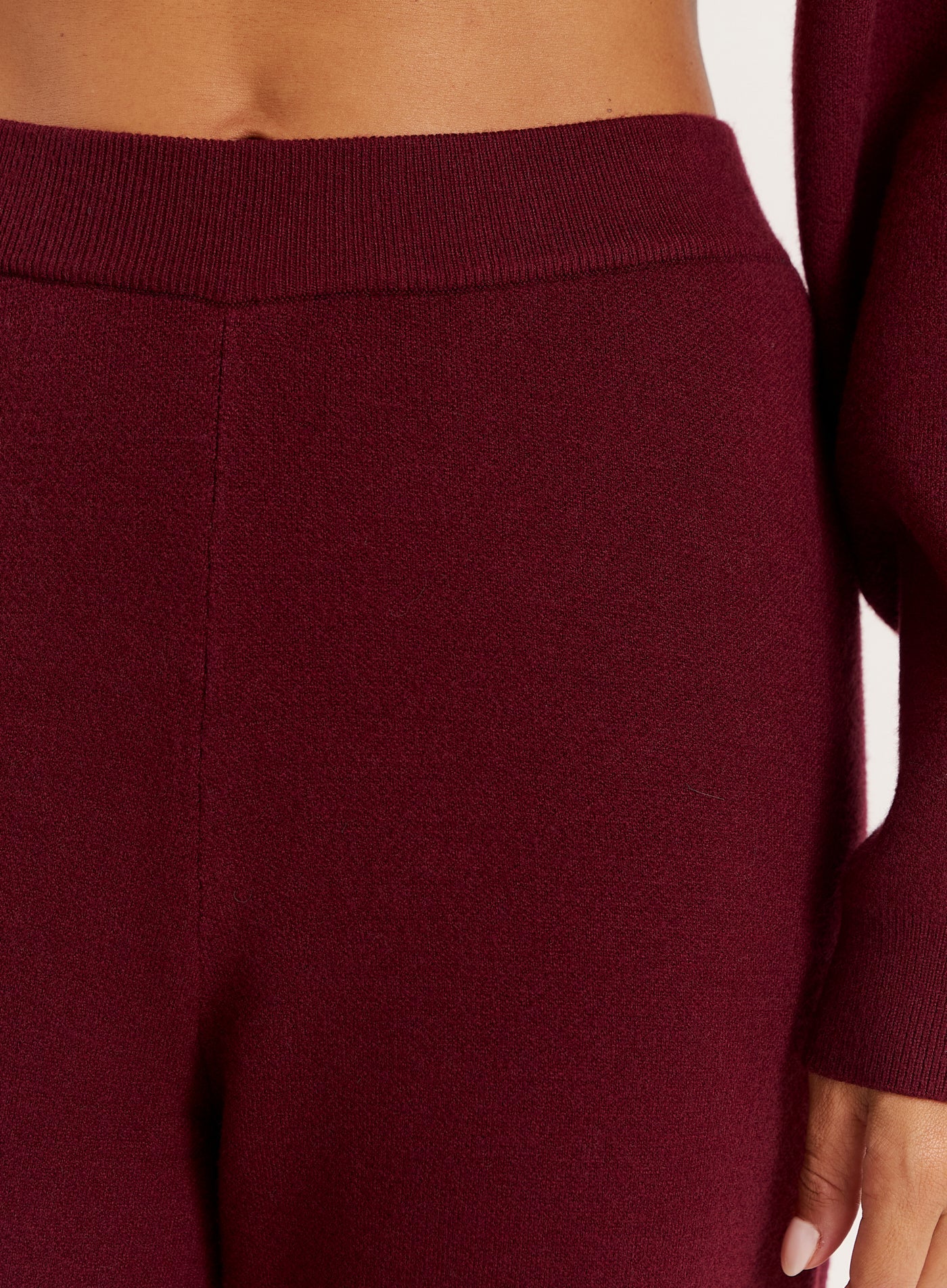 Burgundy Knitted Straight Leg Trousers