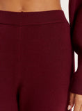 Burgundy Knitted Straight Leg Trousers