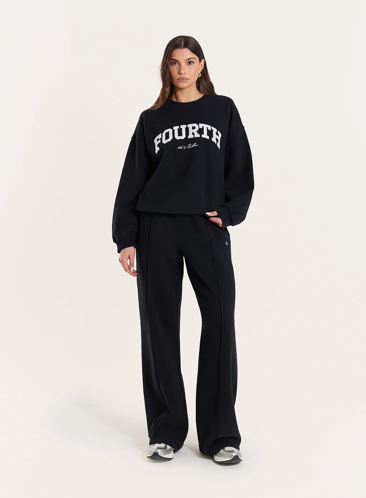 Black 4th Wide Leg Branded Joggers