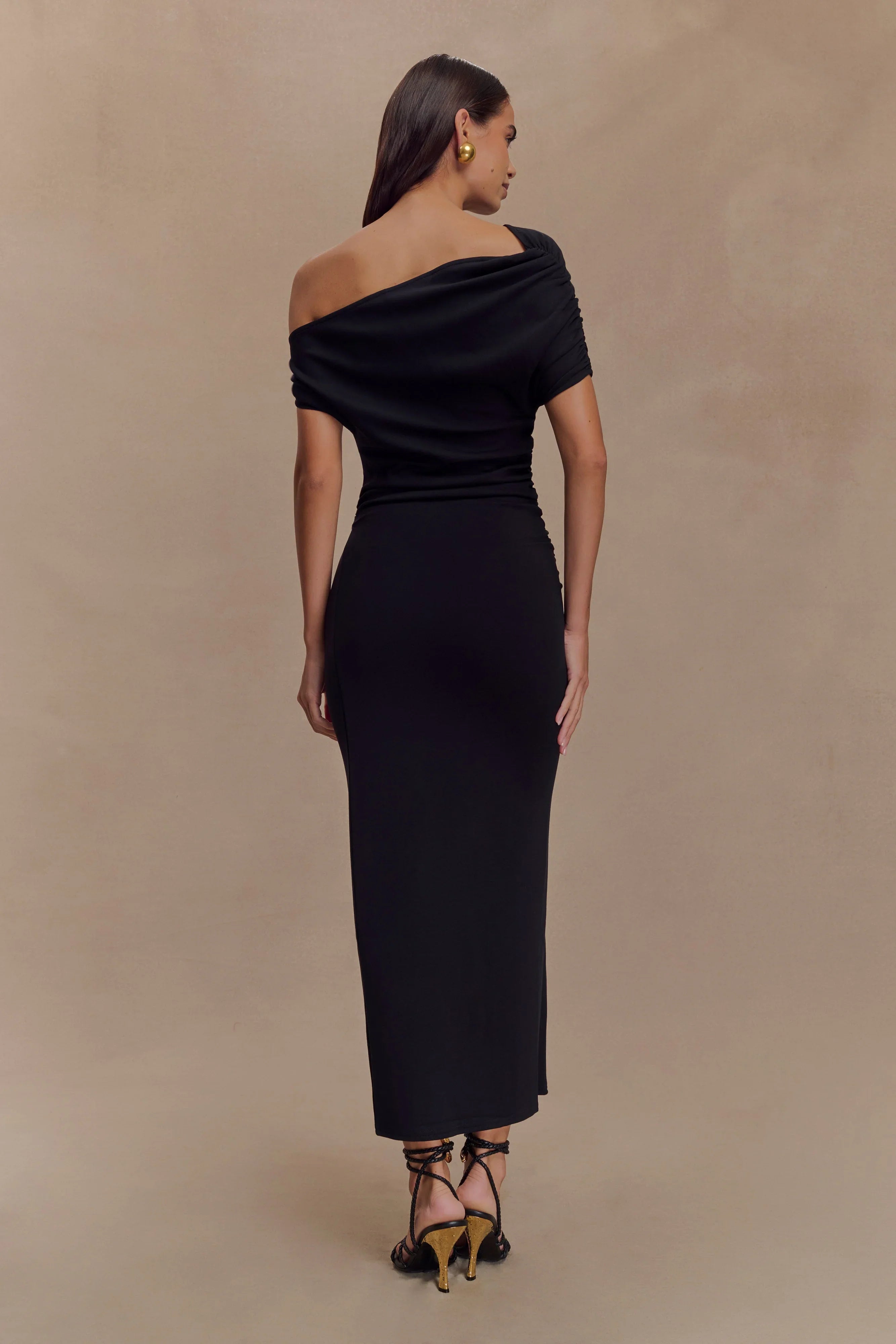 Kendra Scuba Jersey Midi Dress With Hardware Black