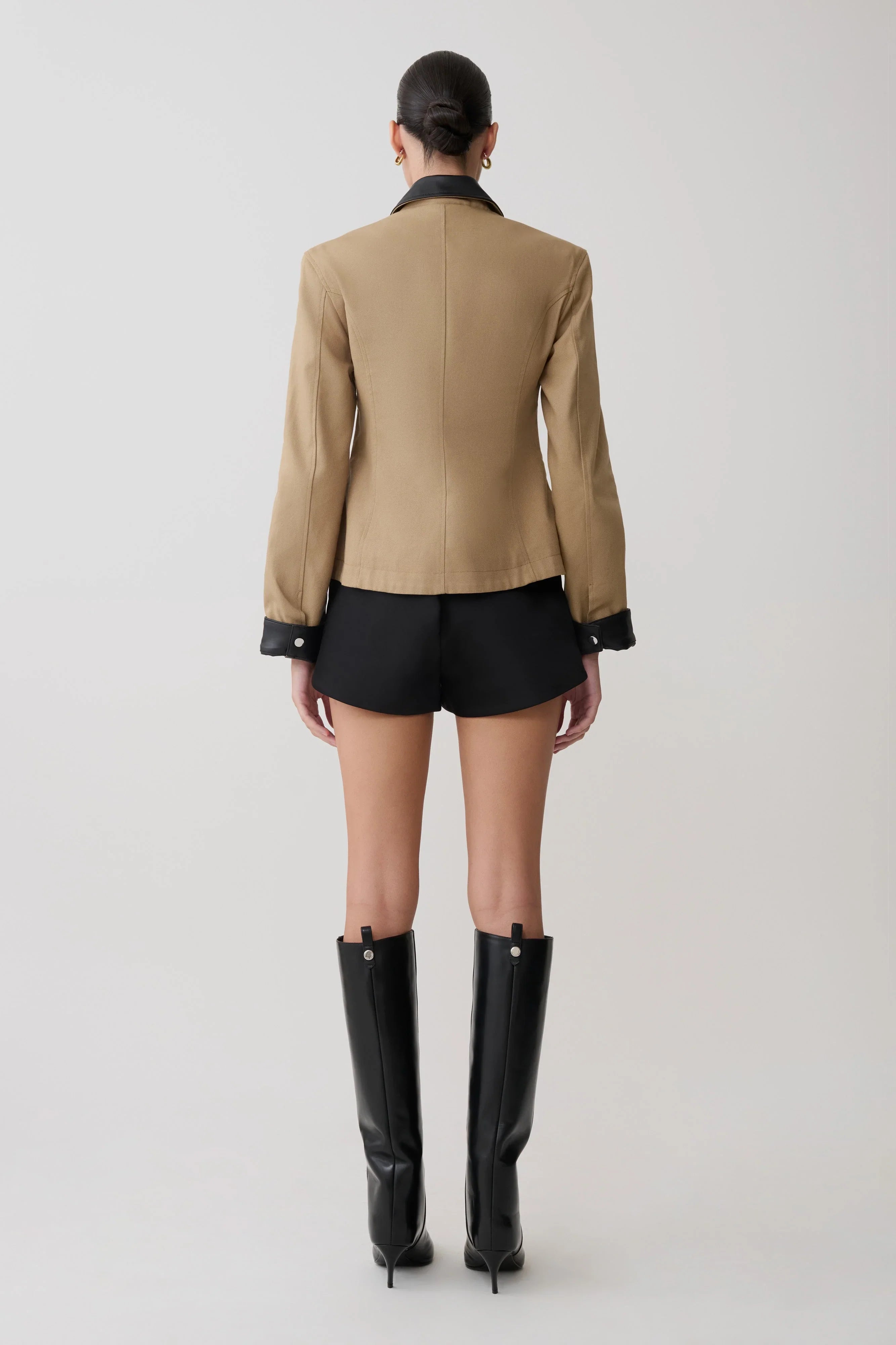 Solange Zip Up Collared Jacket Natural