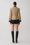 Solange Zip Up Collared Jacket Natural