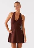 Heavy Hearted Linen Mini Dress Brown
