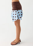 Being With You Mini Skirt Blue Mocha Dot
