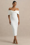 Bayshore White Bow Bardot Midi Dress