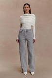 Georgette Mid Rise Paneled Denim Jeans Grey